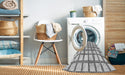 Patterned Off-White Abstract Machine Washable Rug in a Washing Machine, wshpat1670