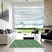 Machine Washable Transitional Dark Forest Green Rug in a Kitchen, wshpat1671grn