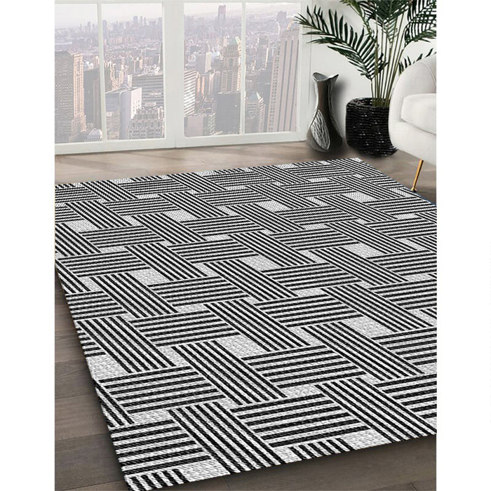 Machine Washable Transitional Charcoal Black Rug in a Family Room, wshpat1671gry