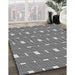 Patterned Charcoal Black Abstract Machine Washable Rug in a Family Room, wshpat1671