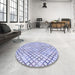 Round Patterned Lavender Blue Rug in a Office, pat1672blu