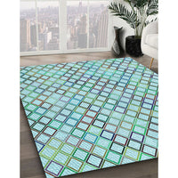 Patterned Light Aquamarine Green Rug, pat1672lblu