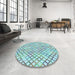 Round Patterned Light Aquamarine Green Rug in a Office, pat1672lblu