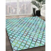 Patterned Light Aquamarine Green Rug in Family Room, pat1672lblu