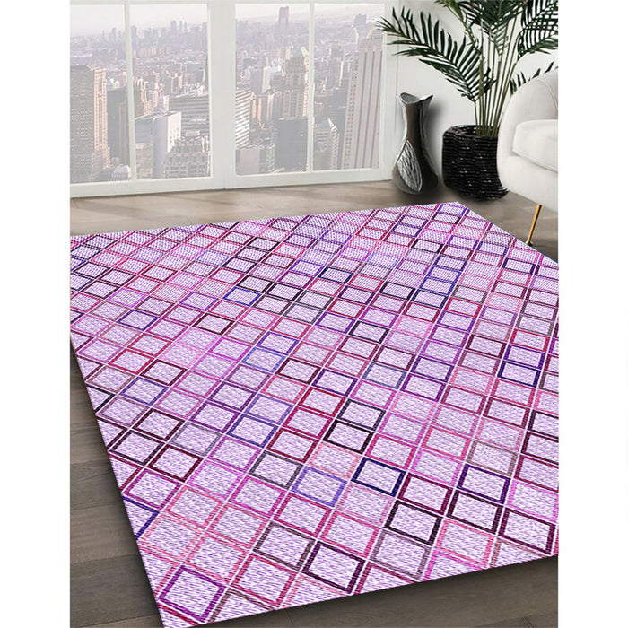 Patterned Medium Orchid Purple Rug in Family Room, pat1672pur