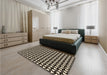 Patterned Midnight Gray Rug in a Bedroom, pat1673brn