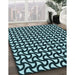 Patterned Deep Teal Green Rug in Family Room, pat1673lblu