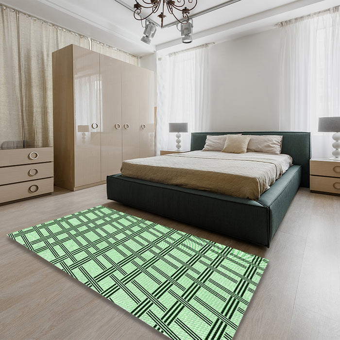 Patterned Mint Green Rug in a Bedroom, pat1674grn