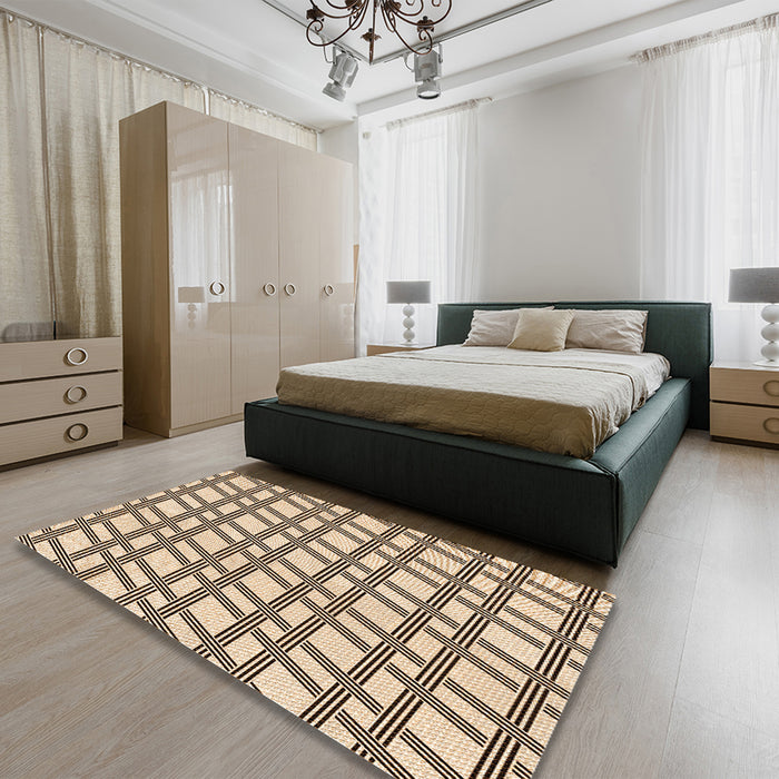 Patterned Golden Blonde Gold Rug in a Bedroom, pat1674org