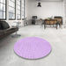 Round Patterned Purple Rug in a Office, pat1675pur