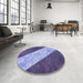 Round Patterned Sky Blue Rug in a Office, pat1676blu