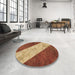 Round Patterned Orange Rug in a Office, pat1676brn