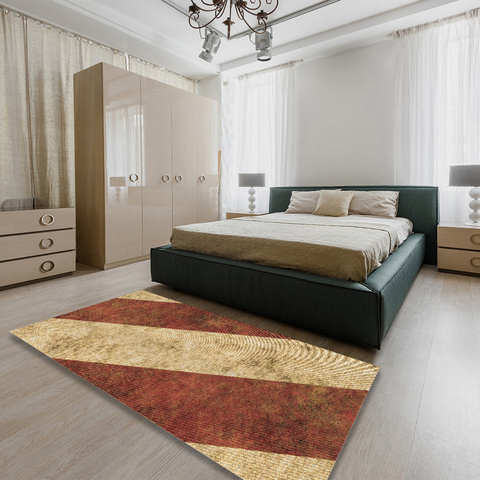 Patterned Orange Rug in a Bedroom, pat1676brn