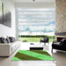 Square Patterned Seaweed Green Rug in a Living Room, pat1676grn