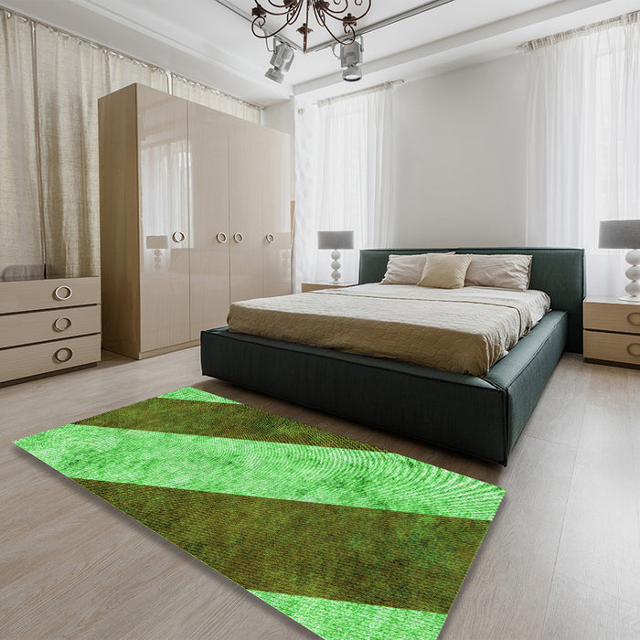 Patterned Seaweed Green Rug in a Bedroom, pat1676grn