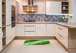 Patterned Seaweed Green Rug in a Kitchen, pat1676grn