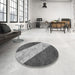 Round Patterned Cloud Gray Rug in a Office, pat1676gry