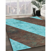 Patterned Coffee Brown Rug, pat1676lblu