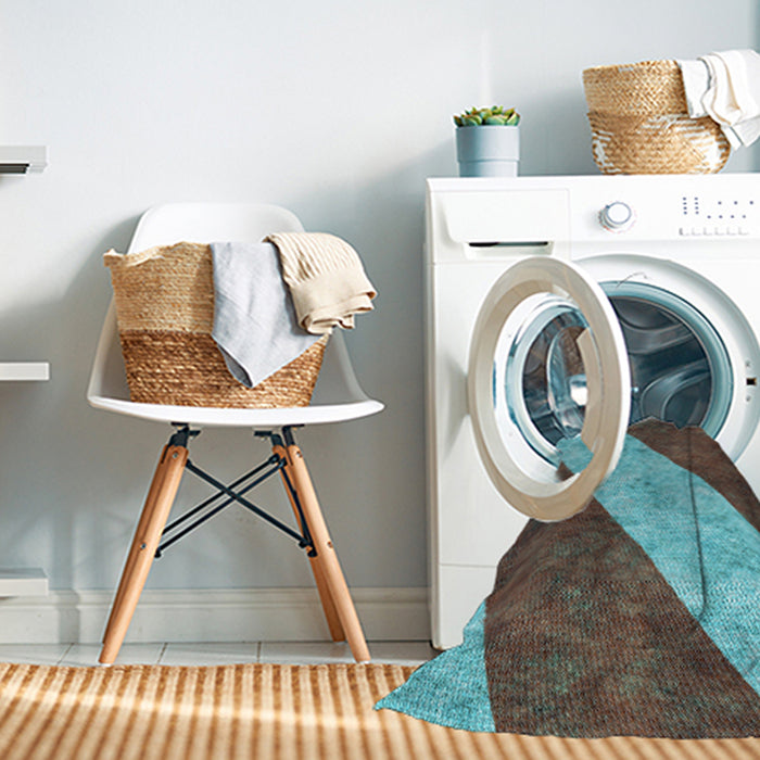 Machine Washable Transitional Coffee Brown Rug in a Washing Machine, wshpat1676lblu