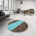 Round Patterned Coffee Brown Rug in a Office, pat1676lblu