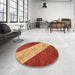 Round Patterned Orange Rug in a Office, pat1676org