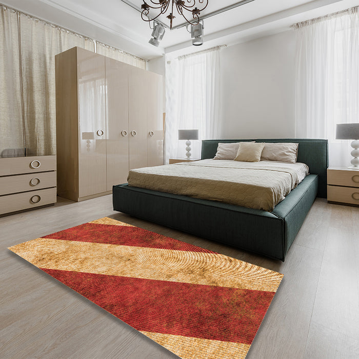 Patterned Orange Rug in a Bedroom, pat1676org