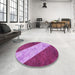 Round Patterned Violet Purple Rug in a Office, pat1676pur