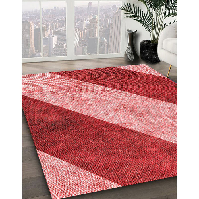 Patterned Red Rug in Family Room, pat1676rd