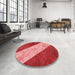 Round Patterned Red Rug in a Office, pat1676rd