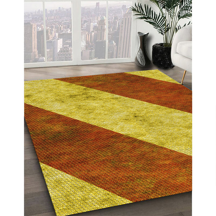 Patterned Mahogany Brown Rug in Family Room, pat1676yw