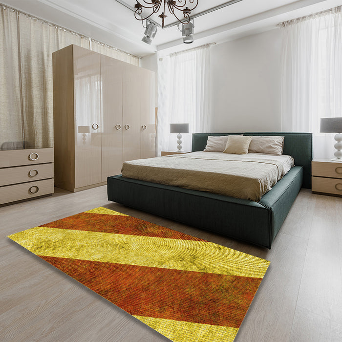 Patterned Mahogany Brown Rug in a Bedroom, pat1676yw