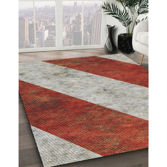 Patterned Red Novelty Rug in Family Room, pat1676