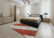 Patterned Red Novelty Rug in a Bedroom, pat1676