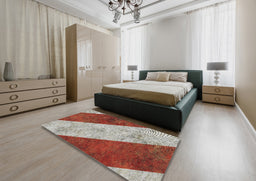 Patterned Red Novelty Rug in a Bedroom, pat1676