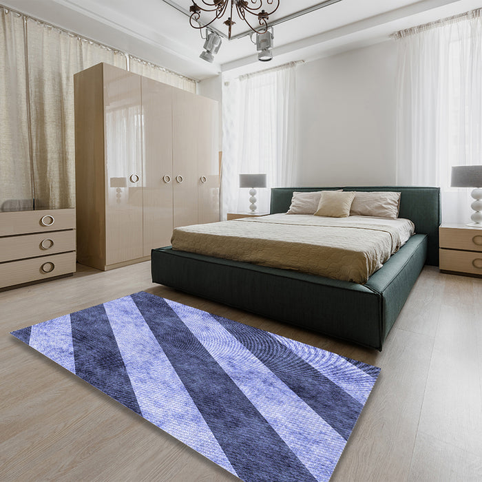 Patterned Sky Blue Rug in a Bedroom, pat1677blu