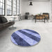 Round Patterned Sky Blue Rug in a Office, pat1677blu