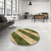 Round Patterned Metallic Gold Rug in a Office, pat1677brn