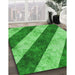 Patterned Green Rug in Family Room, pat1677grn