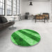 Round Patterned Green Rug in a Office, pat1677grn