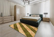 Patterned Dark Bronze Brown Rug in a Bedroom, pat1677org