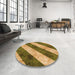 Round Patterned Dark Bronze Brown Rug in a Office, pat1677org