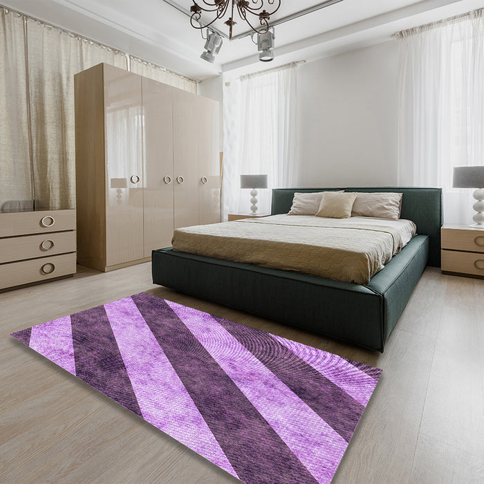 Patterned Violet Purple Rug in a Bedroom, pat1677pur