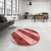 Round Patterned Red Rug in a Office, pat1677rd