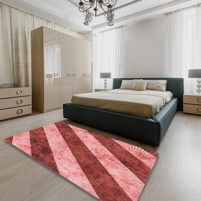 Round Machine Washable Transitional Red Rug in a Office, wshpat1677rd