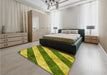 Patterned Golden Brown Yellow Rug in a Bedroom, pat1677yw