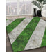 Machine Washable Transitional Shamrock Green Rug in a Family Room, wshpat1677