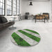 Round Patterned Shamrock Green Novelty Rug in a Office, pat1677