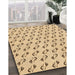 Patterned Sun Yellow Rug in Family Room, pat1678org