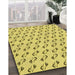 Patterned Bold Yellow Rug in Family Room, pat1678yw