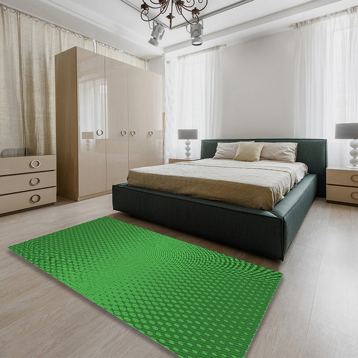Round Machine Washable Transitional Green Rug in a Office, wshpat1679grn